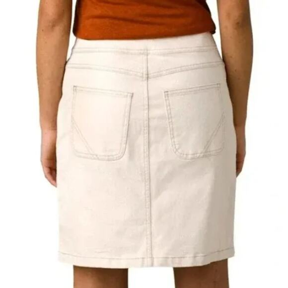 PRANA Women's Broadway Denim Pencil Skirt Size 6 Cream Natural Stretch NWT - Picture 2 of 8